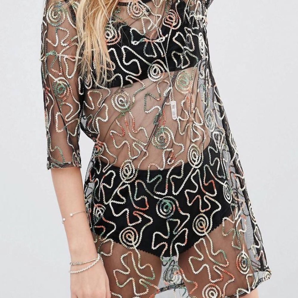 ASOS Ebony n Ivory Sheer T-shirt Dress